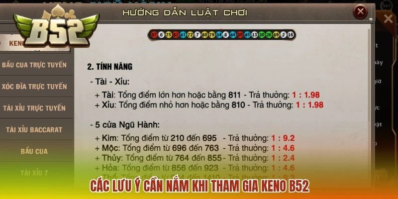 Keno B52 - Tìm Hiểu 3 Hình Thức Dự Đoán Thường Gặp Nhất 3 Các lưu ý cần nắm khi tham gia keno B52