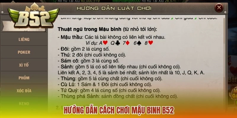 Hướng dẫn cách chơi Mậu binh B52 