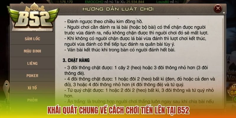Cách Chơi Tiến Lên - Tổng Hợp Quy Định Dễ Hiểu Cho Newbie 1 Khái quát chung về cách chơi Tiến Lên tại B52