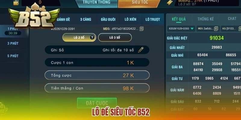 Lô Đề Siêu Tốc B52 - Hình Thức Chơi Xổ Số Hot Nhất 2026