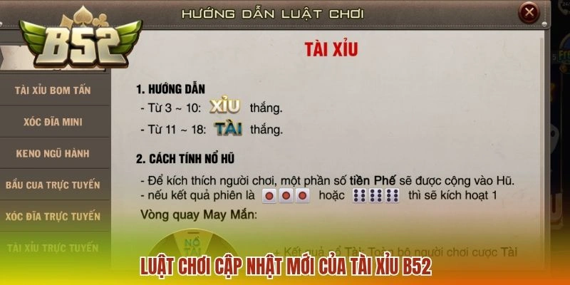 Live Tài Xỉu B52 - Chơi Đơn Giản Thưởng Lớn Cược Linh Hoạt 2 Luật chơi cập nhật mới của Tài xỉu B52