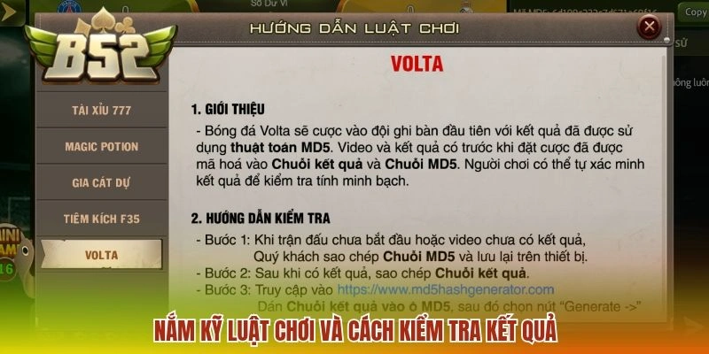 Votta MD5 B52 - Cùng Hòa Mình Vào Những Trận Cầu Kịch Tính 2 Nắm kỹ luật chơi và cách kiểm tra kết quả
