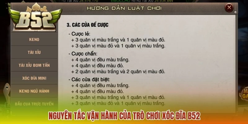 Nguyên tắc vận hành của trò chơi Xóc đĩa B52