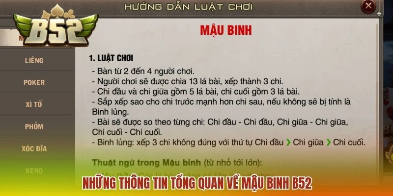 Những thông tin tổng quan về mậu binh B52