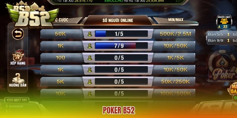 Poker B52 - Hướng Dẫn Cách Chơi Nhanh Chóng, Hiệu Quả 2026