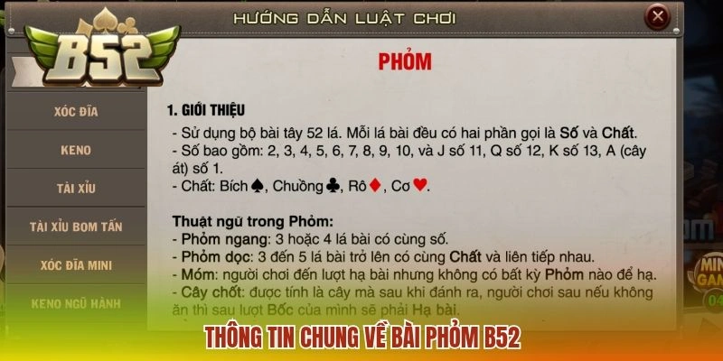 Cách chơi Phỏm - Thông Tin Quan Trọng Người Chơi Cần 1 Thông tin chung về bài Phỏm B52