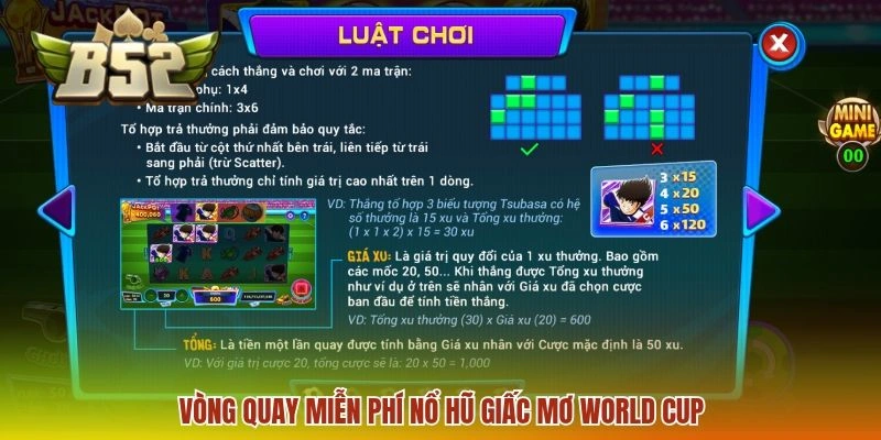 Vòng quay miễn phí nổ hũ Giấc mơ World Cup