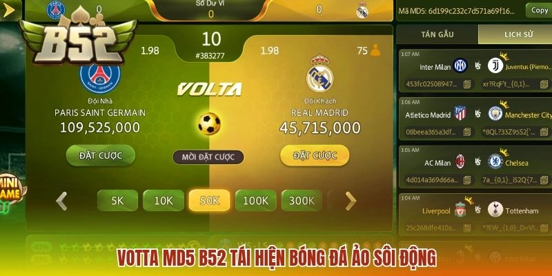 Votta MD5 B52 - Cùng Hòa Mình Vào Những Trận Cầu Kịch Tính 1 Votta MD5 B52 tái hiện bóng đá ảo sôi động